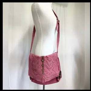 NUOVO Hector Riccione rosa borchiato pelle lavorata tracolla + portamonete abbinato - Foto 1 di 10
