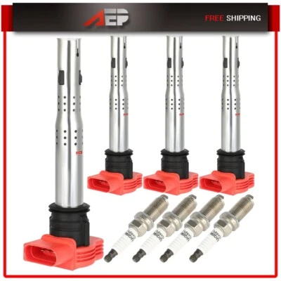 For Audi Q5 2.0L 2010-2016 Audi A3 2.0L 2005-2013 Ignition CoilS & Spark Plugs - Image 1 of 4