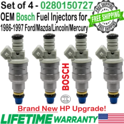 Inyectores de combustible Bosch X4 nuevos HP Upgrade OEM para 86-97 MERCURY/FORD/LINCOLN/MAZDA Foto 1 de 4
