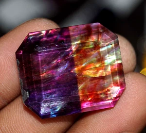 39.50 Ct Natural Ammolite Emerald Opal -Like Organic Doublet Rare Loose Gemstone - Picture 1 of 7