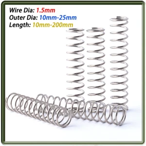 1,5mm Druckfeder Länge 10mm-200mm Edelstahl Druck Kleine Federn Alle Größe 1PCS - Picture 1 of 11