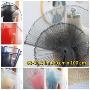 Tessuto pizzo rete arricciato plissettato trasparente per abito gonna designer fai da te organza - Foto 1 di 20
