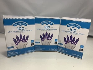 Holiday Time 100 counts Purple LED Mini Lights White Wire 23 FT Long - Picture 1 of 2