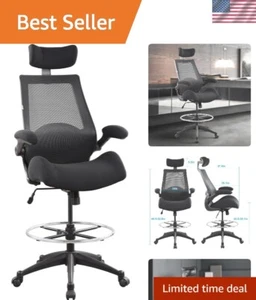 Adjustable Office Chair with Flip-Up Armrests & Footring - 400 lbs Capacity - Picture 1 of 7