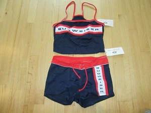 24E/RARE VINTAGE OFFICIAL BUDWEISER WOMEN'S SWIMSUIT/BIKINI/NWT/BOARD SHORTS/MED - Picture 1 of 10