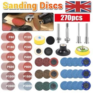 270pcs 2" 50mm Type R Roll Lock Quick Change Discs Die Grinder Sanding Pads Kit - Picture 1 of 15