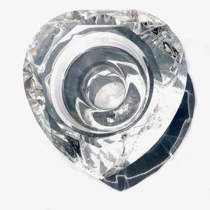 Enchante Clear Tea Light Diamond Cut Heart Crystal Candle Holder, Fast SHIPPING - Picture 1 of 23