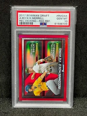 2017 Bowman Draft Red Refractor Recommended Viewing Graded PSA 10 Gem Mint Pop 1 - Image 1 of 3
