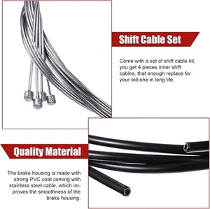 Universal Mountain Bicycle Shift Cable Kit 4 Pack Bike Gear Cable for Bicycles - Picture 1 of 8