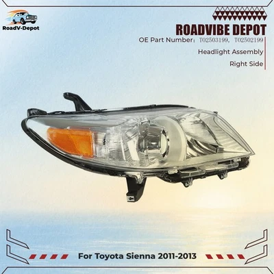Fit For Toyota Sienna 2011 2012 2013 Headlight Assembly Halogen Right/Passenger Foto 1 de 4