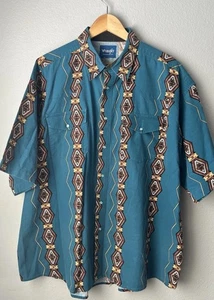 Vintage Wrangler Brushpopper Men’s Pearl Snap Shirt Sz XXLarge Western Aztec - Picture 1 of 4