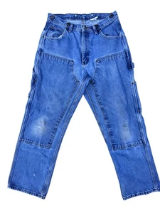 Pantalone Key Uomo 34X30 Blu Doppio Ginocchio Gamba Dritta Falegname Abbigliamento da Lavoro Anticato - Foto 1 di 4
