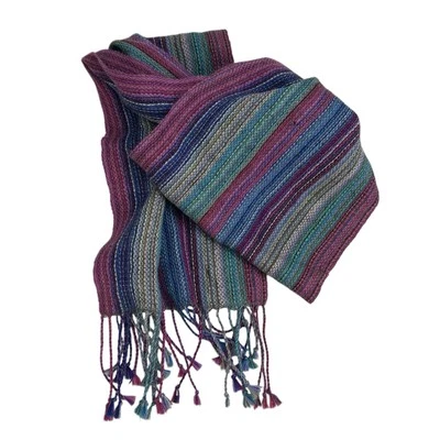 RARO De Colección. Bufanda Allpaka 100% Lana Alpaca Pastel Arco Iris Rayas Hecha en Bolivia Foto 1 de 4