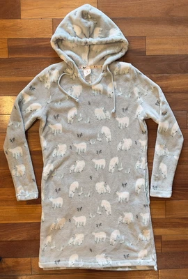 Camisón Munki Munki Oso Polar Estampado Con Capucha Polar Polar-Gris-Niñas Talla Pequeña Foto 1 de 4