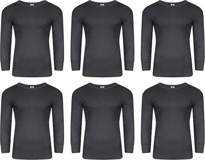 6 X  Mens Thermal Shirts Waffle Knit Long Sleeve Base Layer Underwear Set of 6 - Image 1 of 4