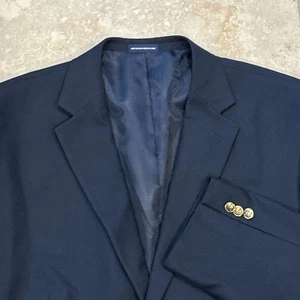 Stafford Blazer Mens 48R Navy Blue 2 Gold Button Wool Sport Coat Jacket Preppy - Picture 1 of 10