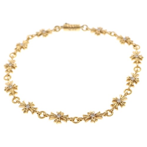 CHROME HEARTS CUORI CROMATI 22K TNY E CH PLS P DIA Tiny Plus Bracciale PAVE Diamante Oro U