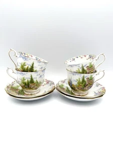 Royal Albert Kentish Rockery - Footed Cups & Saucers, Set of 4 - Picture 1 of 7