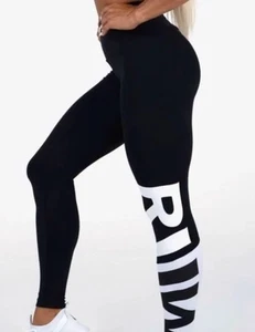 Ryderwear Womens Scrunch Bum Leggings Size M Black White Active Gym Run Pilates - Picture 1 of 15