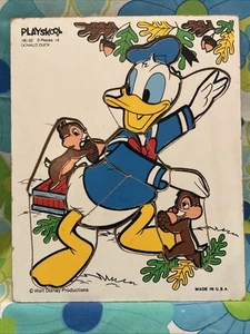 Vintage Playskool "Donald Duck" Holztablett Puzzle #190-02 USA Disney - Bild 1 von 8