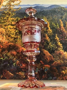 Bohemian Glass part ruby stained goblet, circa 1840-50 - Picture 1 of 22