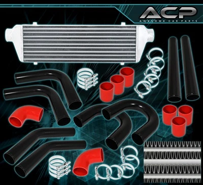 Diy 28" Intercooler + 8 Piece 2.5" Piping Pipe Kit + Clamps +Reinforced Coupler Foto 1 de 3