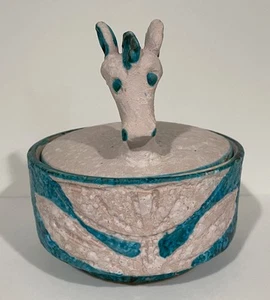 VINTAGE ITALIAN ART POTTERY HORSE DISH BOX GAMBONE STYLE MID CENTURY MODERN 60s - Picture 1 of 19