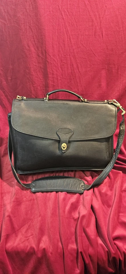 Jack Georges Maletín de Cuero Laptop Tableta Bolso de Hombro Adjunto Negro Foto 1 de 4