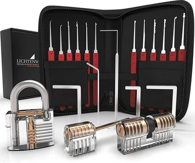 Dietrich Set de 3 Cerraduras Transparentes Profesional Lockpicking Set - Lichtenwerk