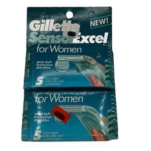 (2) Gillette Sensor Excel Vintage Women Razor Refill Cartridges 5 Count 2x NEW - Picture 1 of 5