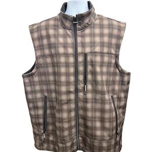Roper Technical Mens 3XL Brown Check Plaid Polyester Softshell Lined Vest Cowboy - Picture 1 of 4