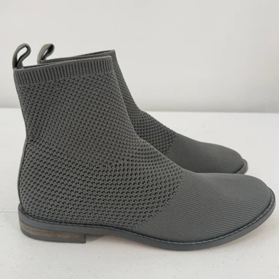 NEW Eileen Fisher Jude Recycled Stretch Knit Heeled Bootie Gray Size 6.5 - Image 1 of 4