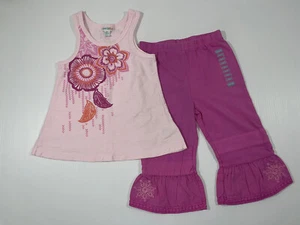 Naartjie Girl’s Pink Cotton Tank Top Crop Pant Set Size 5 - Picture 1 of 7