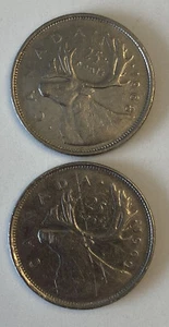 1968 1969 Canada Quarter Twenty-Five Cents Coin Caribou Canadian Money - Picture 1 of 4