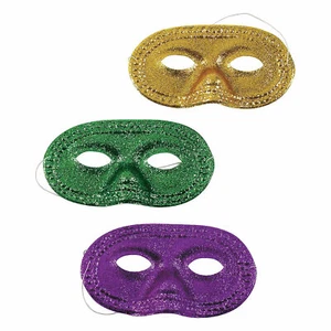 Mardi Gras Glitter Half Masks, Apparel Accessories, 12 Pieces - Picture 1 of 2