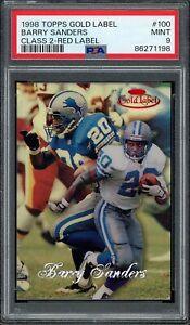 1998 Topps Gold Label Barry Sanders Class 2 Red Label /50 Lions #100 PSA 9