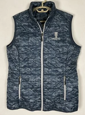 Cutter & Buck Womens Quilted Puffer Vest Jacket Large L Blue Print Sawgrass EUC - Image 1 of 4