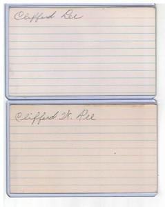 (2) CLIFF WALKER LEE INDEX CARD SIGNED 1919-26 PIRATES PHILLIES PSA/DNA d.1980