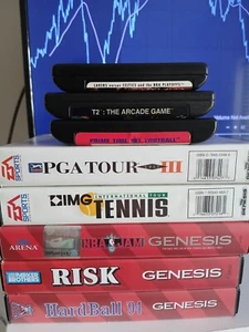 Sega Genesis 8 Game Lot T2, NBA JAM, PGA Tour Golf III, IMG Tennis, HardBall '94 - Picture 1 of 2