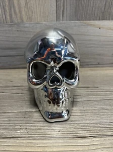 Ceramic Skull Decor Chrome 3.5" Halloween Decorations - Picture 1 of 7