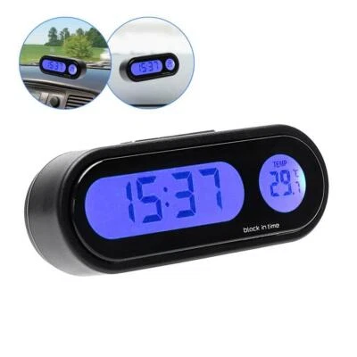 Auto Leuchtthermometer Mini LCD Digitaluhr Armaturenbrett Uhr für PKW LKW KFZ DE - Bild 1 von 4