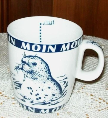 Moin Moin "Seehund-Motiv" Kaffeebecher Pott ° Ebbe & Flut ° Maritim - Bild 1 von 2
