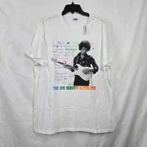 Old Navy Jimi Hendrix Unisex White Licensed Pop-Culture Graphic Tee XL New - Picture 1 of 7
