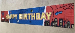 Spiderman Banner Happy Birthday Sign Very Large! 10 x 1.5 FT. - Picture 1 of 10