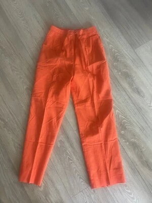 Marc D'alcy Paris Vintage Cotton High Waisted Pants In Bright Orange. Sz4. - Image 1 of 4
