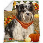 Fall Autumn Greeting Dog Cat Pet Bedroom Soft Warm Blanket 50x60 Sherpa