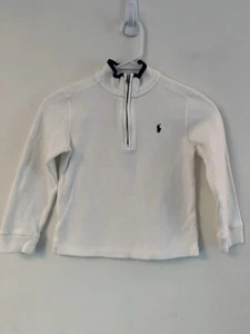 Polo Ralph Lauren Boys Sz 6 White Quarter-Zip Long Sleeve Pullover New No Tag - Picture 1 of 6