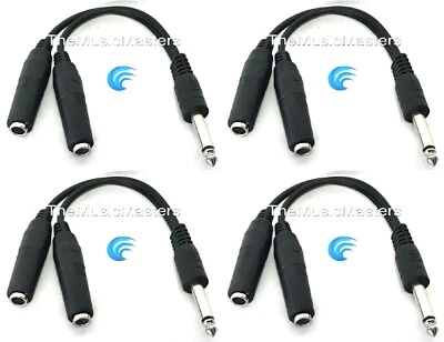 4 Pack 1/4" Male Mono Plug to Dual 1/4" Jacks (F) Premium Audio Cable Wire VWLTW - Image 1 of 4
