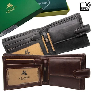 Billetera de Cuero Negra o Marrón RFID Triple Calidad Superior Visconti ROMA Nueva en Caja - Imagen 1 de 13