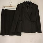 Vintage 90s Kasper Brown 2-Piece blazer Skirt Suit Size 10p workwear power suit 
